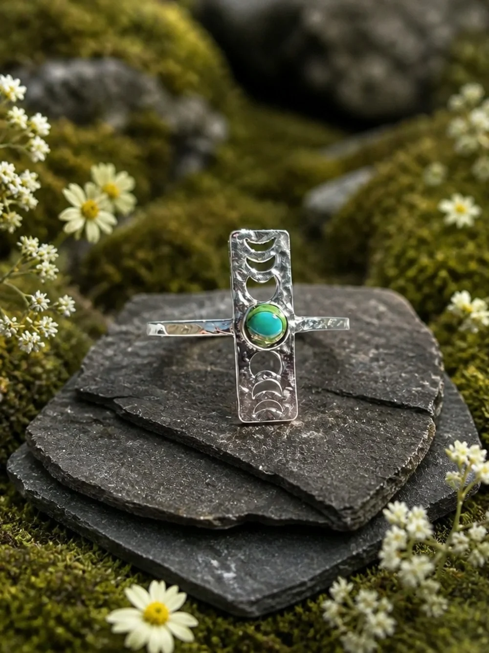 NEW! Phases of the moon turquoise ring